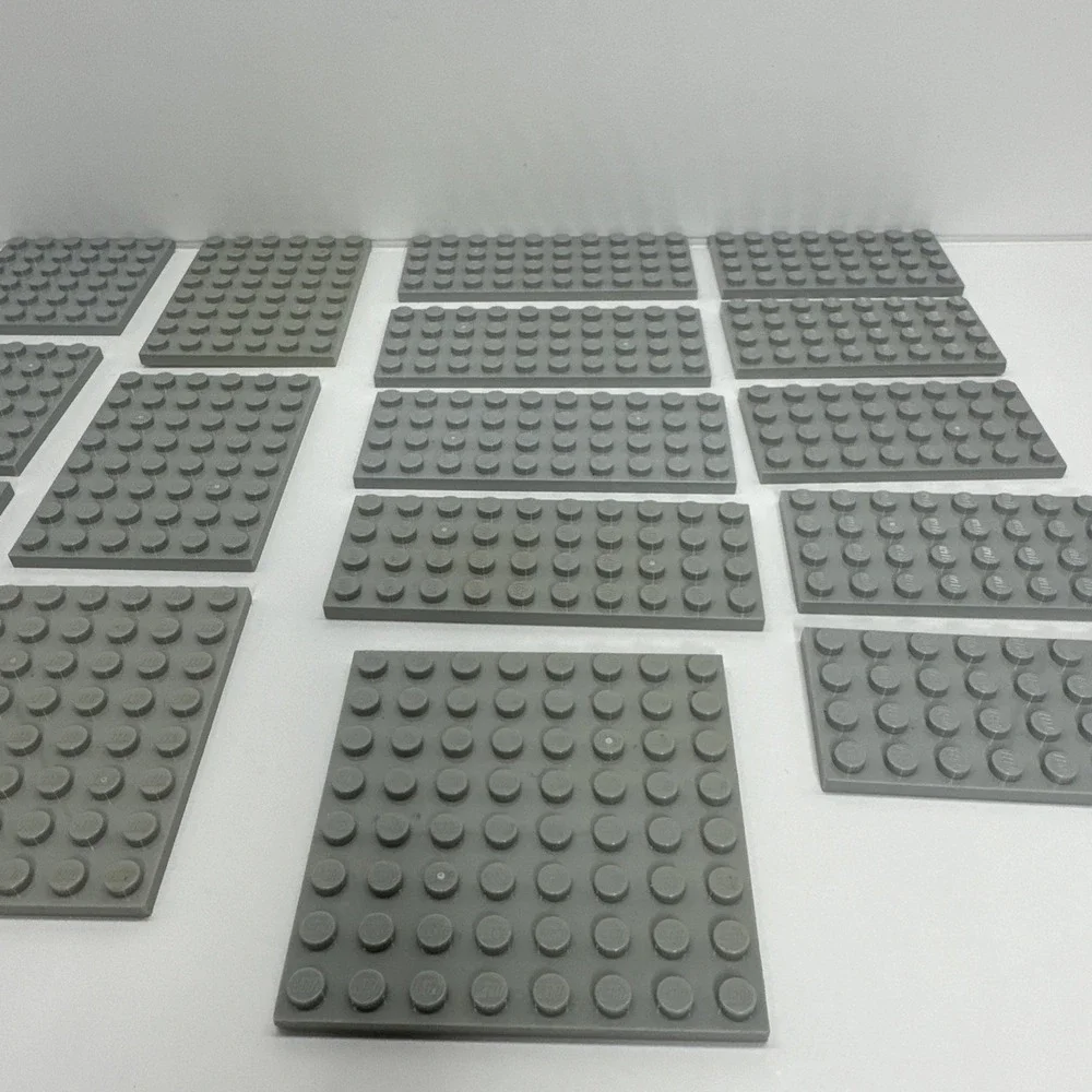 Lego Parts - Plates - 4x8, 4x10, 6x6, 6x8 & 8x8 Light Bluish Gray Lot Of 16‎